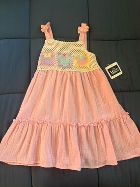NWT Disney Crochet Minnie Mouse Pink Summer Dress size 6